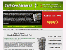 Tablet Screenshot of cashcowadvances.com